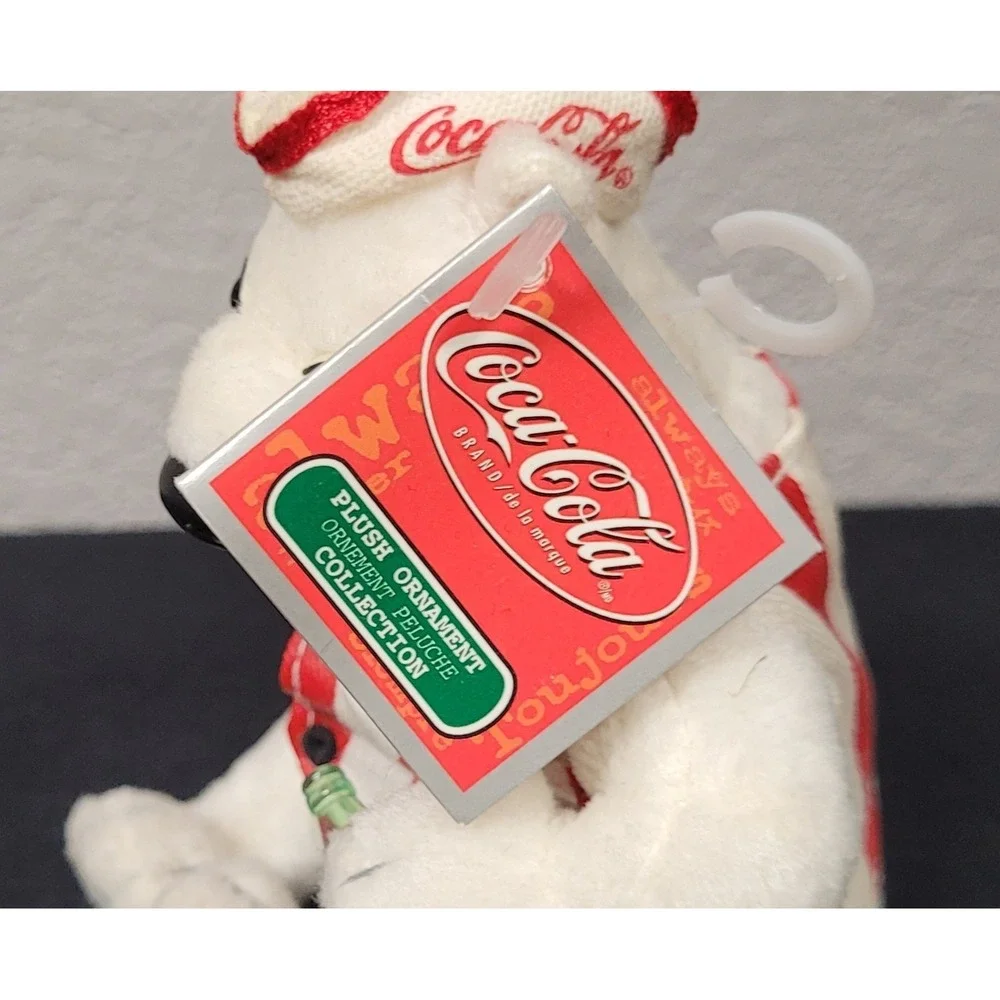 Coca Cola Polar Bear in Soda Fountain Outfit Plush Ornament Christmas Ornament